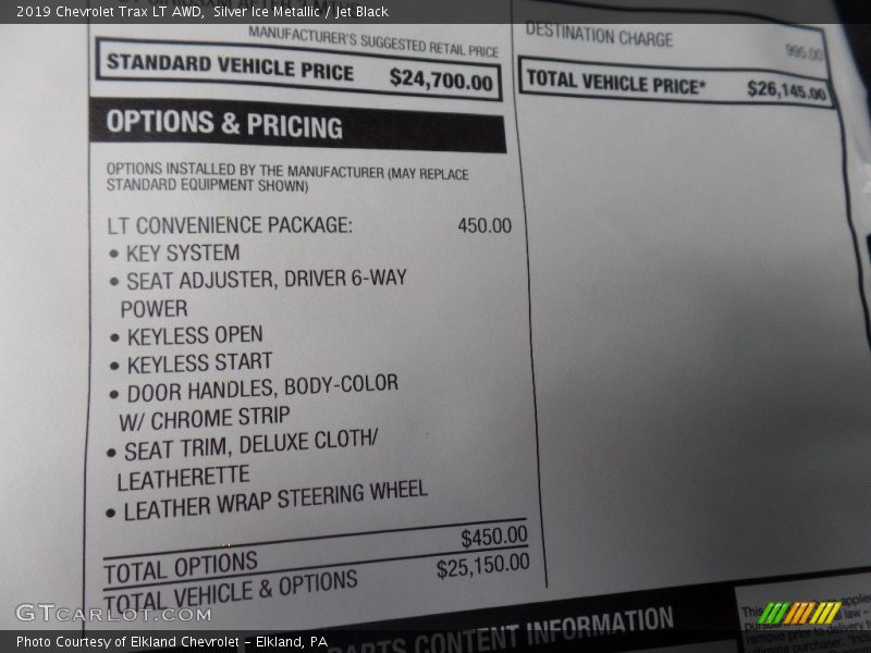 Silver Ice Metallic / Jet Black 2019 Chevrolet Trax LT AWD