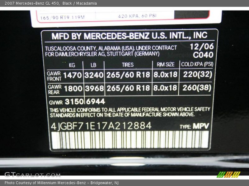 Black / Macadamia 2007 Mercedes-Benz GL 450