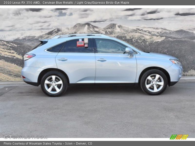 Cerulean Blue Metallic / Light Gray/Espresso Birds-Eye Maple 2010 Lexus RX 350 AWD