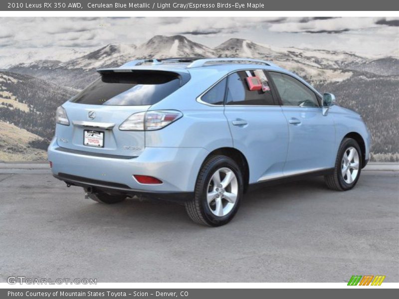 Cerulean Blue Metallic / Light Gray/Espresso Birds-Eye Maple 2010 Lexus RX 350 AWD