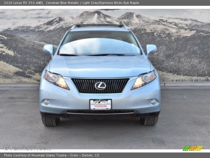 Cerulean Blue Metallic / Light Gray/Espresso Birds-Eye Maple 2010 Lexus RX 350 AWD