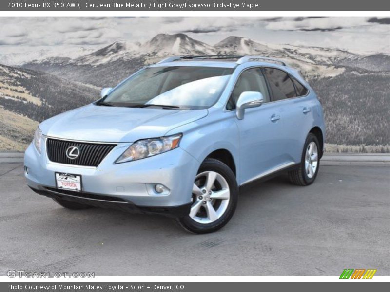 Cerulean Blue Metallic / Light Gray/Espresso Birds-Eye Maple 2010 Lexus RX 350 AWD