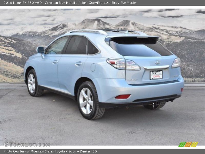 Cerulean Blue Metallic / Light Gray/Espresso Birds-Eye Maple 2010 Lexus RX 350 AWD