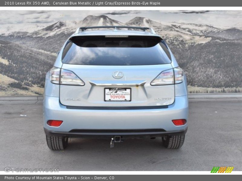 Cerulean Blue Metallic / Light Gray/Espresso Birds-Eye Maple 2010 Lexus RX 350 AWD