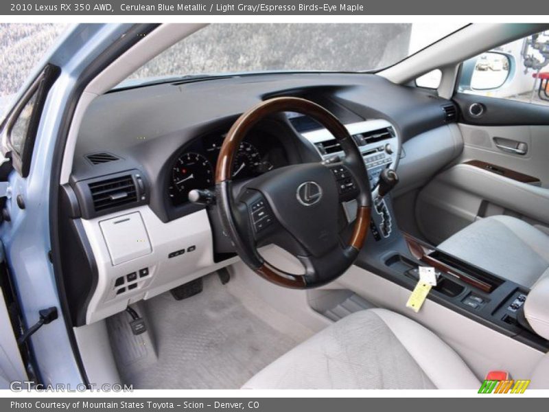 Cerulean Blue Metallic / Light Gray/Espresso Birds-Eye Maple 2010 Lexus RX 350 AWD