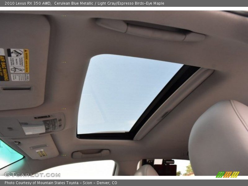 Cerulean Blue Metallic / Light Gray/Espresso Birds-Eye Maple 2010 Lexus RX 350 AWD