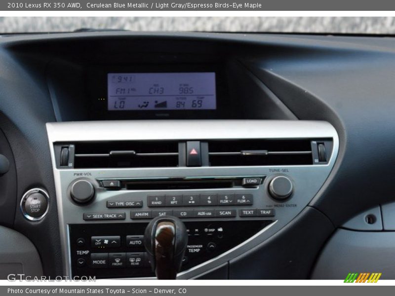 Cerulean Blue Metallic / Light Gray/Espresso Birds-Eye Maple 2010 Lexus RX 350 AWD