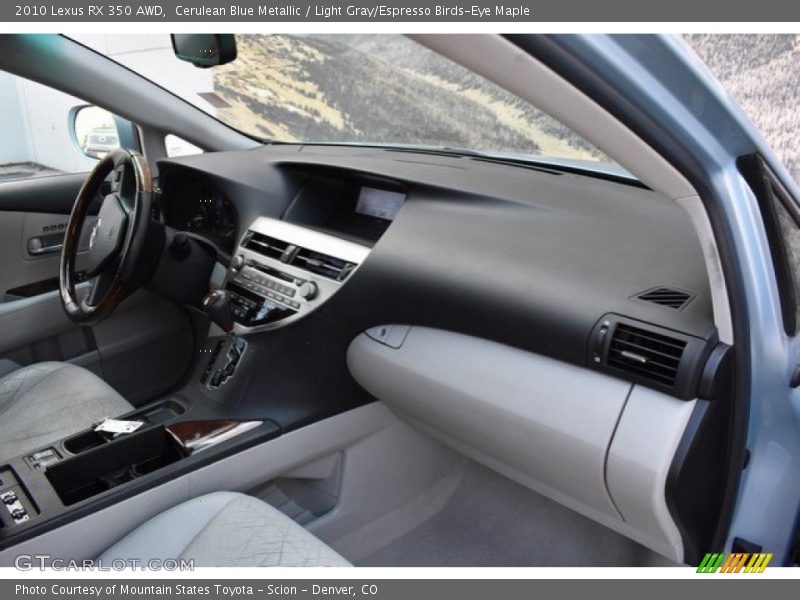 Cerulean Blue Metallic / Light Gray/Espresso Birds-Eye Maple 2010 Lexus RX 350 AWD