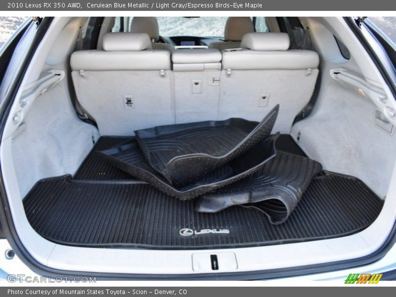 Cerulean Blue Metallic / Light Gray/Espresso Birds-Eye Maple 2010 Lexus RX 350 AWD