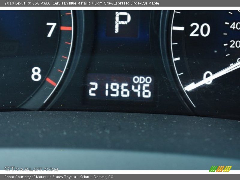 Cerulean Blue Metallic / Light Gray/Espresso Birds-Eye Maple 2010 Lexus RX 350 AWD
