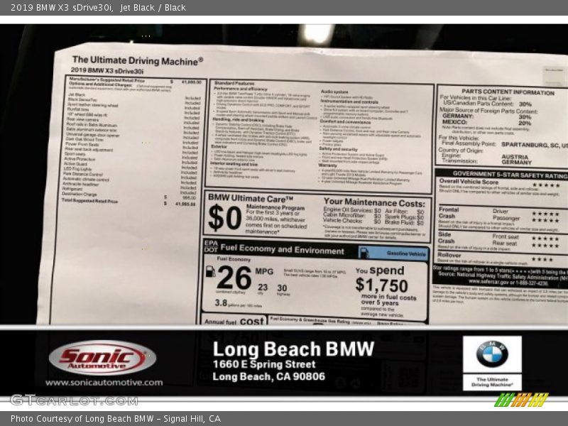 Jet Black / Black 2019 BMW X3 sDrive30i
