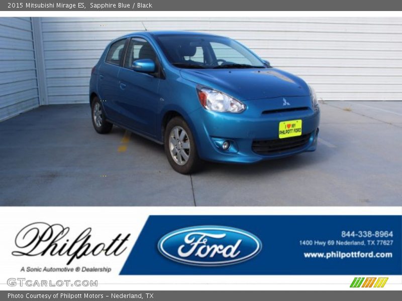 Sapphire Blue / Black 2015 Mitsubishi Mirage ES