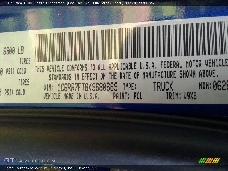 Blue Streak Pearl / Black/Diesel Gray 2019 Ram 1500 Classic Tradesman Quad Cab 4x4