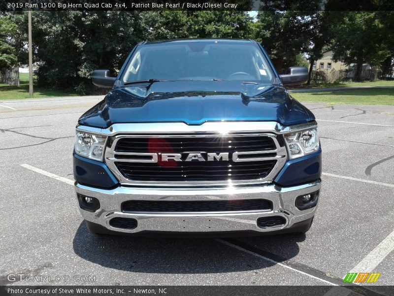 Patriot Blue Pearl / Black/Diesel Gray 2019 Ram 1500 Big Horn Quad Cab 4x4