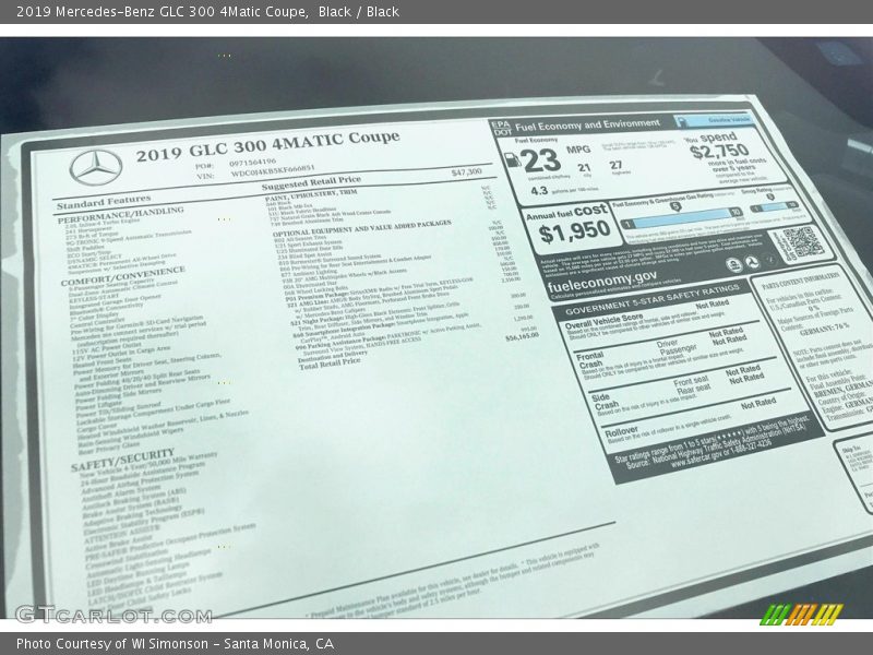 Black / Black 2019 Mercedes-Benz GLC 300 4Matic Coupe
