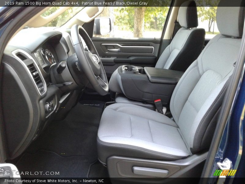 Patriot Blue Pearl / Black/Diesel Gray 2019 Ram 1500 Big Horn Quad Cab 4x4