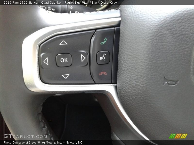 Patriot Blue Pearl / Black/Diesel Gray 2019 Ram 1500 Big Horn Quad Cab 4x4