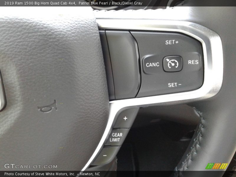 Patriot Blue Pearl / Black/Diesel Gray 2019 Ram 1500 Big Horn Quad Cab 4x4