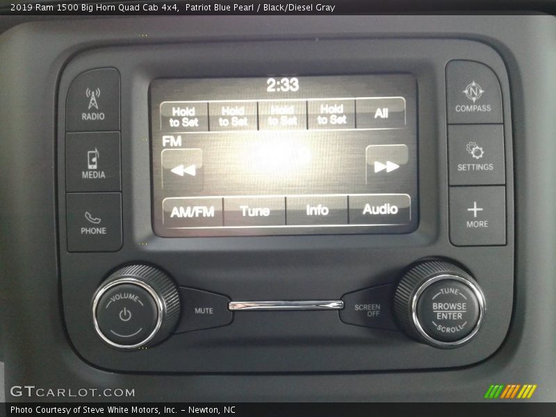 Patriot Blue Pearl / Black/Diesel Gray 2019 Ram 1500 Big Horn Quad Cab 4x4