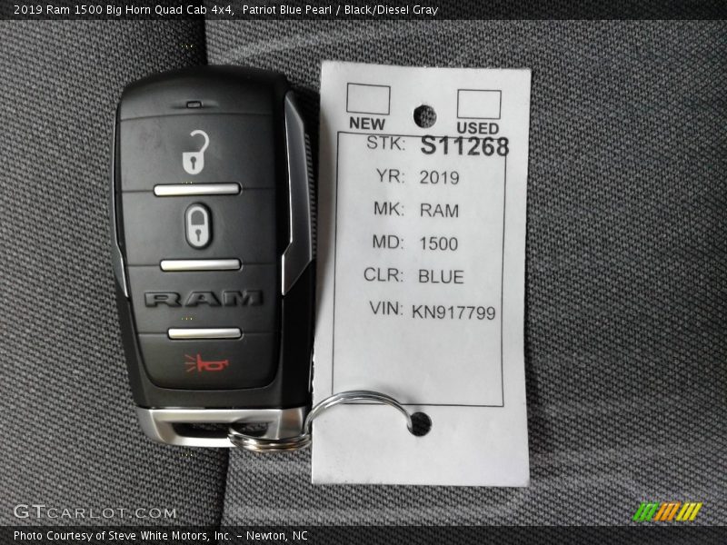 Patriot Blue Pearl / Black/Diesel Gray 2019 Ram 1500 Big Horn Quad Cab 4x4