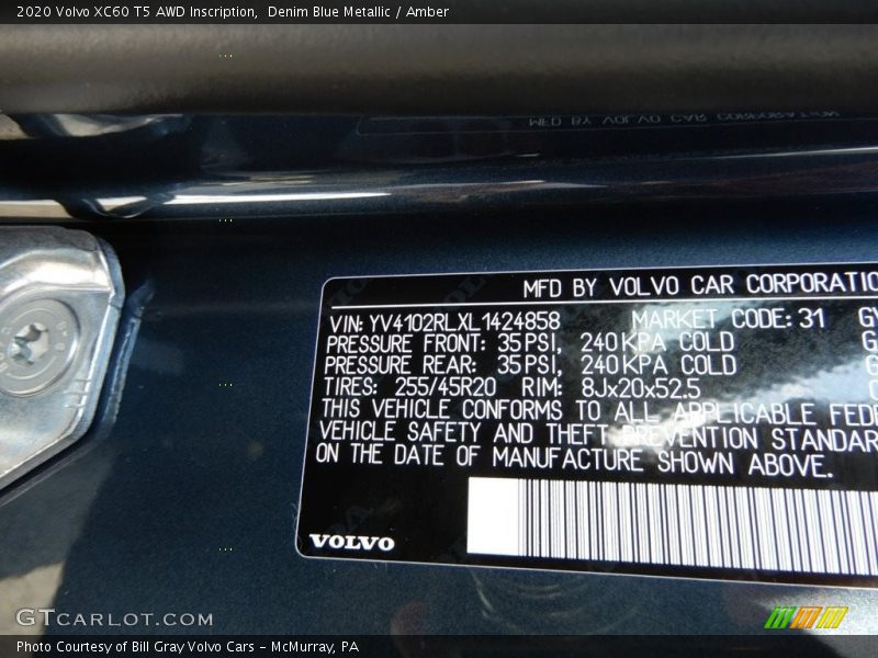 Denim Blue Metallic / Amber 2020 Volvo XC60 T5 AWD Inscription