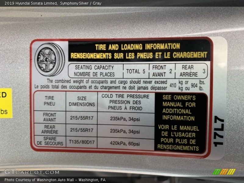 Symphony Silver / Gray 2019 Hyundai Sonata Limited