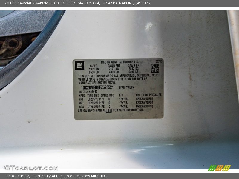 Silver Ice Metallic / Jet Black 2015 Chevrolet Silverado 2500HD LT Double Cab 4x4