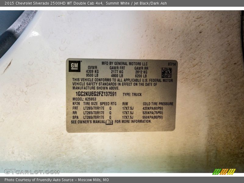 Summit White / Jet Black/Dark Ash 2015 Chevrolet Silverado 2500HD WT Double Cab 4x4