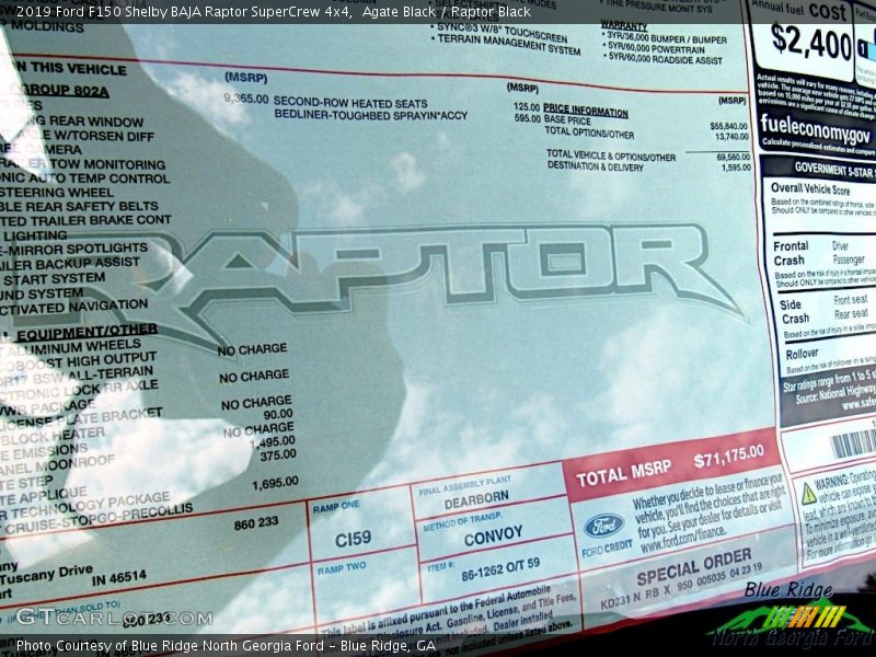  2019 F150 Shelby BAJA Raptor SuperCrew 4x4 Window Sticker