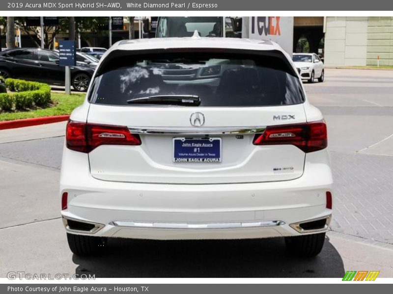 White Diamond Pearl / Espresso 2019 Acura MDX Sport Hybrid SH-AWD