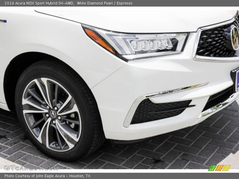 White Diamond Pearl / Espresso 2019 Acura MDX Sport Hybrid SH-AWD