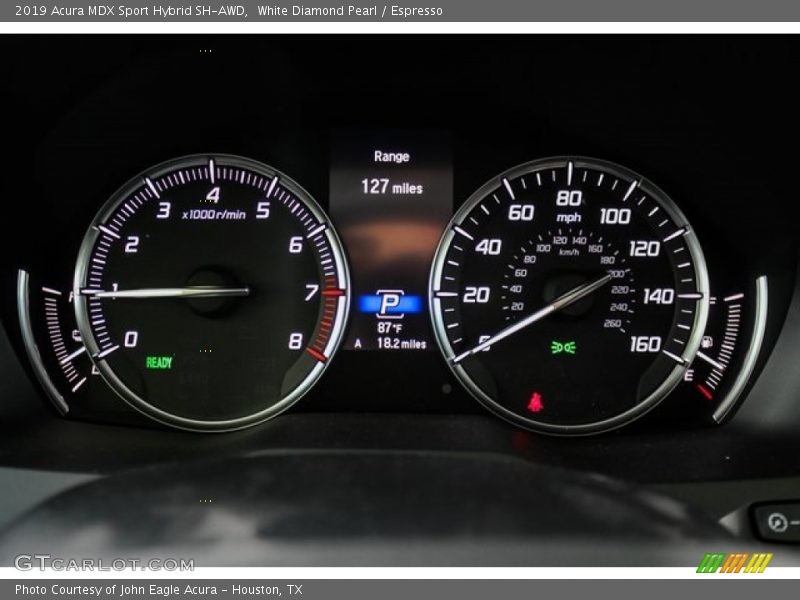 White Diamond Pearl / Espresso 2019 Acura MDX Sport Hybrid SH-AWD