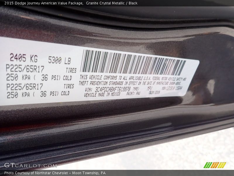 Granite Crystal Metallic / Black 2015 Dodge Journey American Value Package