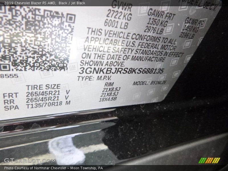 Black / Jet Black 2019 Chevrolet Blazer RS AWD