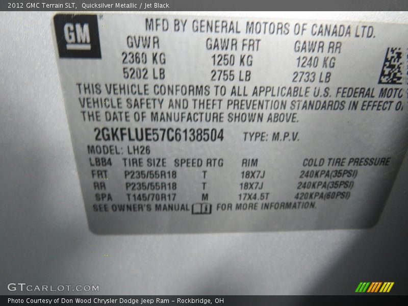 Quicksilver Metallic / Jet Black 2012 GMC Terrain SLT