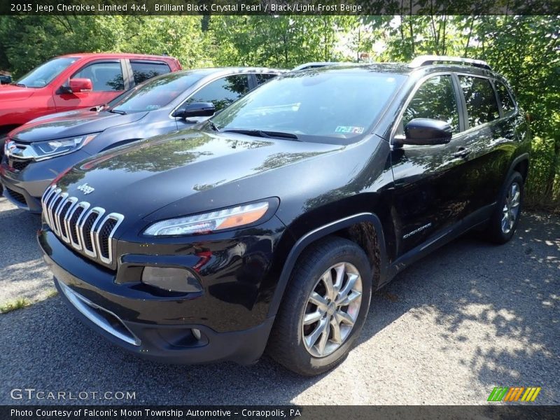 Brilliant Black Crystal Pearl / Black/Light Frost Beige 2015 Jeep Cherokee Limited 4x4