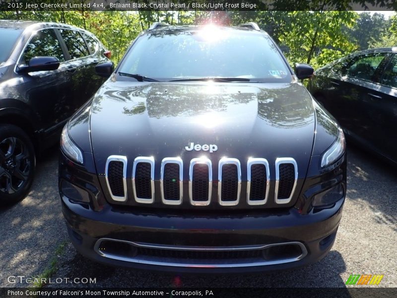 Brilliant Black Crystal Pearl / Black/Light Frost Beige 2015 Jeep Cherokee Limited 4x4