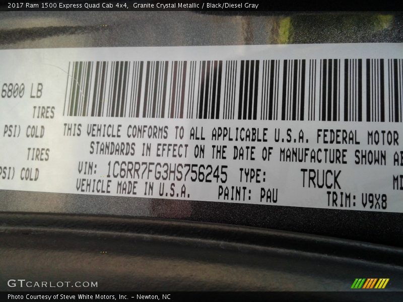 Granite Crystal Metallic / Black/Diesel Gray 2017 Ram 1500 Express Quad Cab 4x4