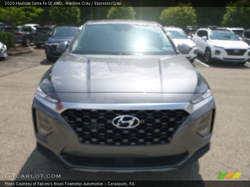 Machine Gray / Espresso/Gray 2020 Hyundai Santa Fe SE AWD