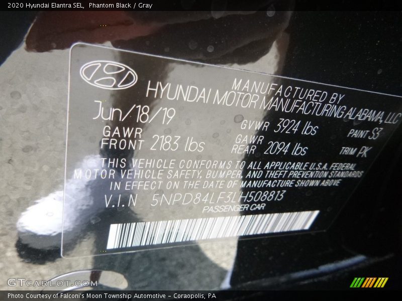 Phantom Black / Gray 2020 Hyundai Elantra SEL