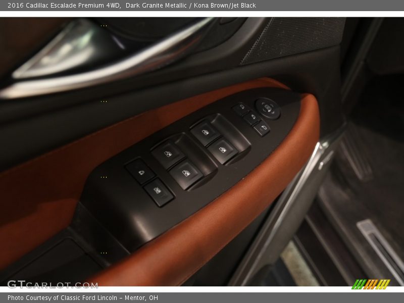 Dark Granite Metallic / Kona Brown/Jet Black 2016 Cadillac Escalade Premium 4WD