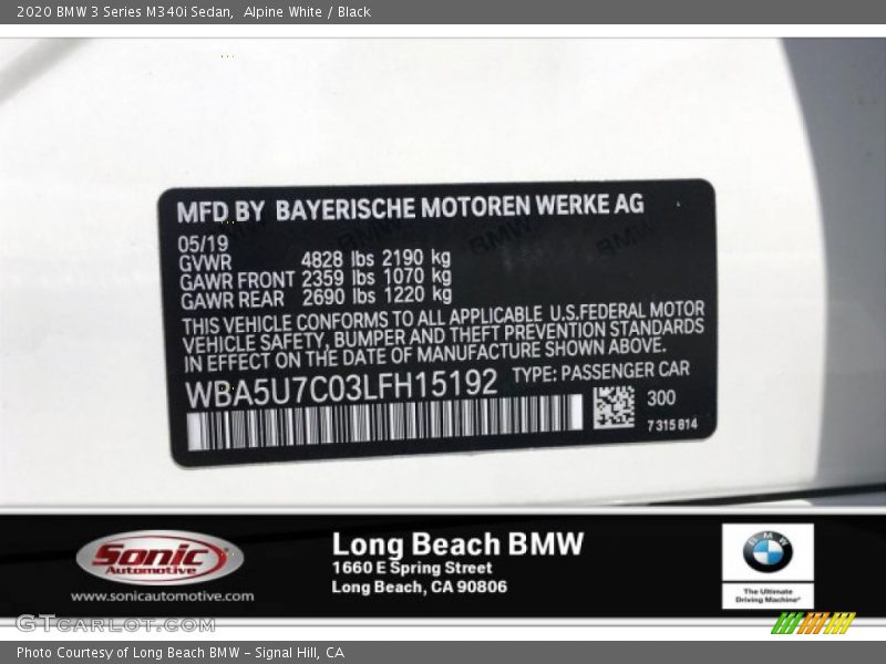 Alpine White / Black 2020 BMW 3 Series M340i Sedan