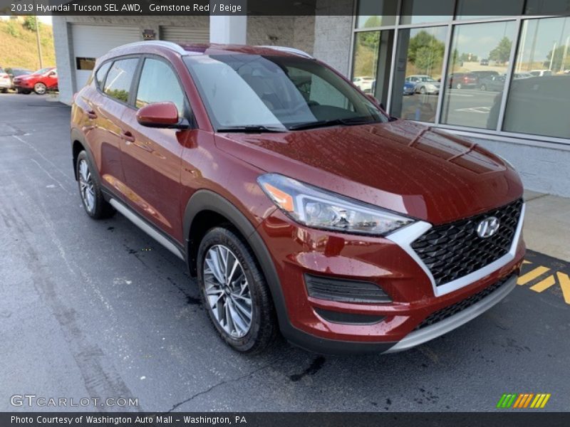 Gemstone Red / Beige 2019 Hyundai Tucson SEL AWD