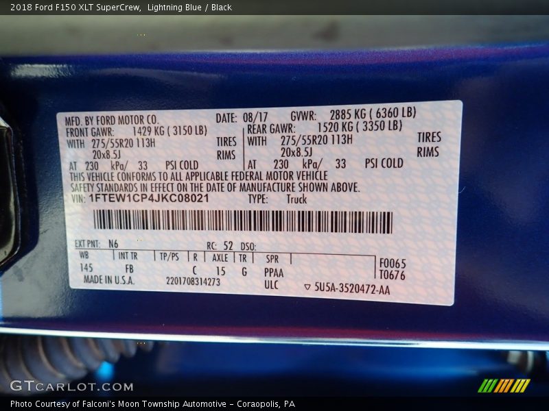 Lightning Blue / Black 2018 Ford F150 XLT SuperCrew