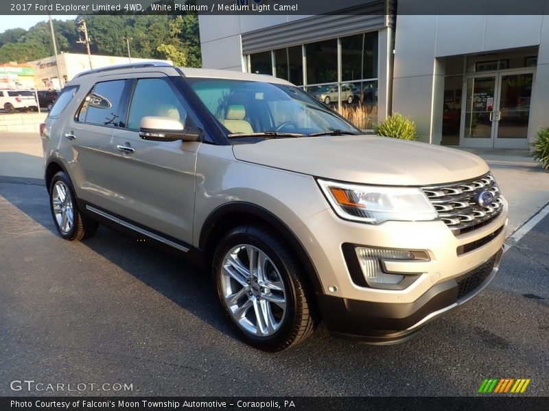 White Platinum / Medium Light Camel 2017 Ford Explorer Limited 4WD