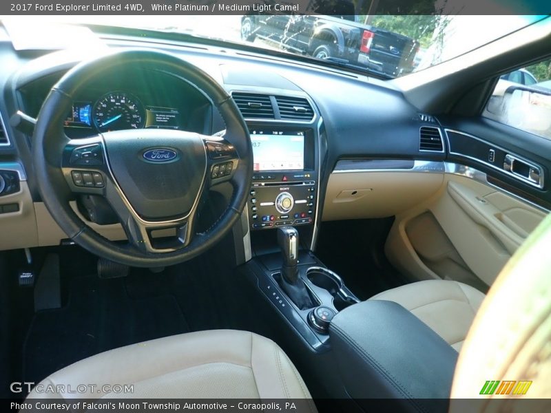 White Platinum / Medium Light Camel 2017 Ford Explorer Limited 4WD