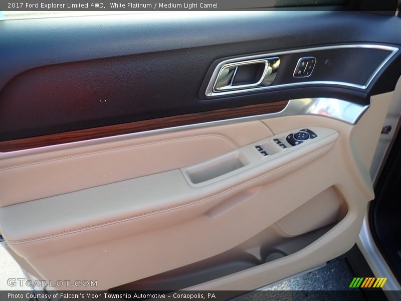 White Platinum / Medium Light Camel 2017 Ford Explorer Limited 4WD