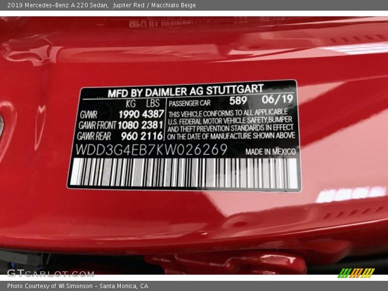 Jupiter Red / Macchiato Beige 2019 Mercedes-Benz A 220 Sedan