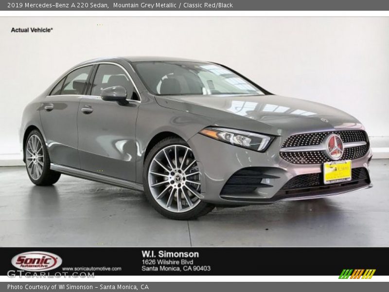Mountain Grey Metallic / Classic Red/Black 2019 Mercedes-Benz A 220 Sedan
