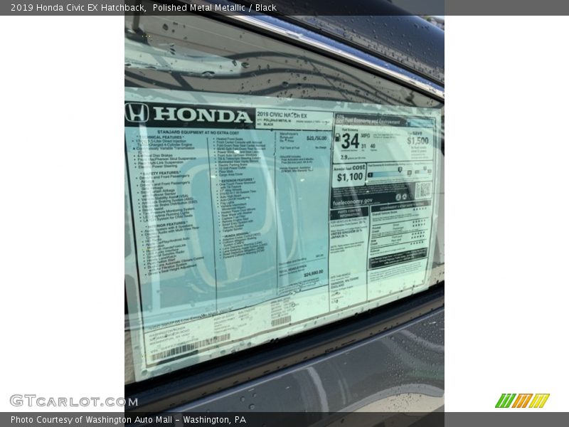 Polished Metal Metallic / Black 2019 Honda Civic EX Hatchback